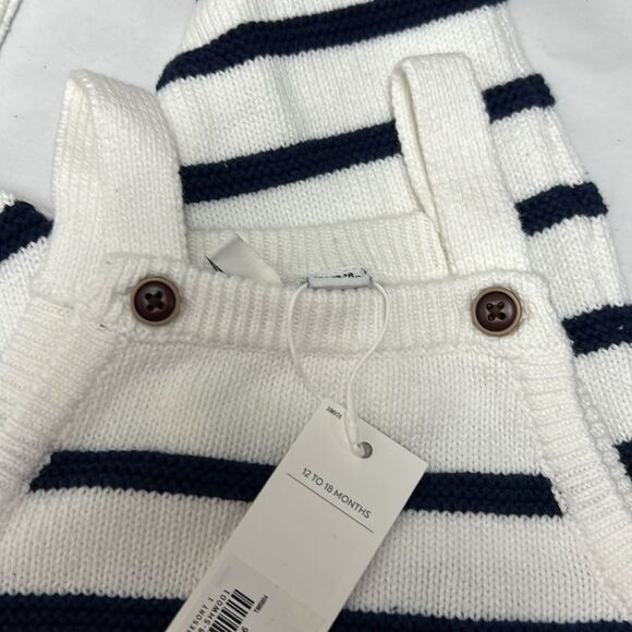 Janie and Jack 100047838 Navy and white Baby Striped Sweater Overall size 12-18 - Picture 3 of 10
